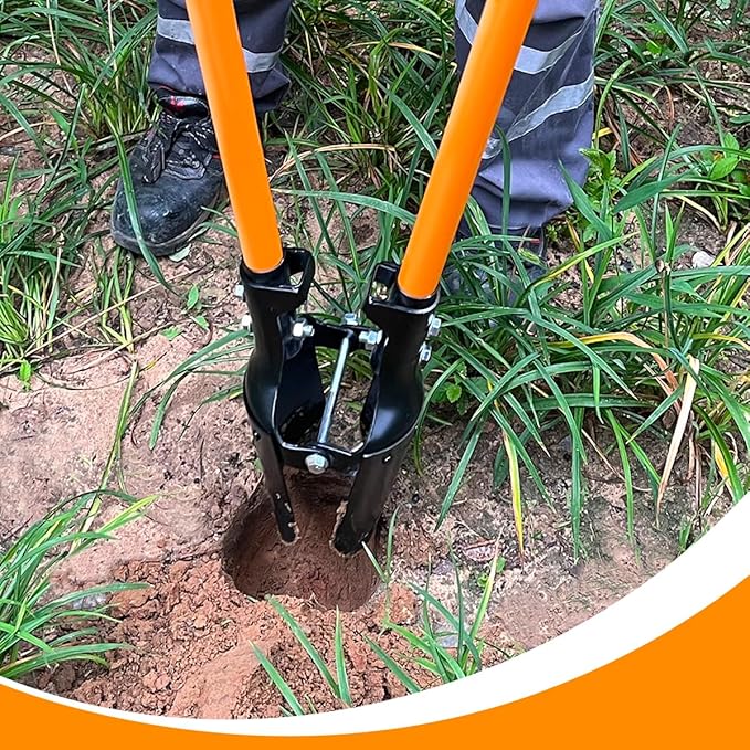 Post Hole Digger Tool, Heavy Duty Post Hole Digger with Fiberglass Handle, 58 Inches