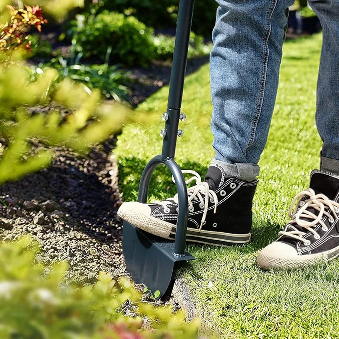 Colwelt Saw-Tooth Edger Lawn Tool, Half Moon Lawn Edger with T-Grip, Sidewalk Grass Long Handled Step Edger, 38-Inch