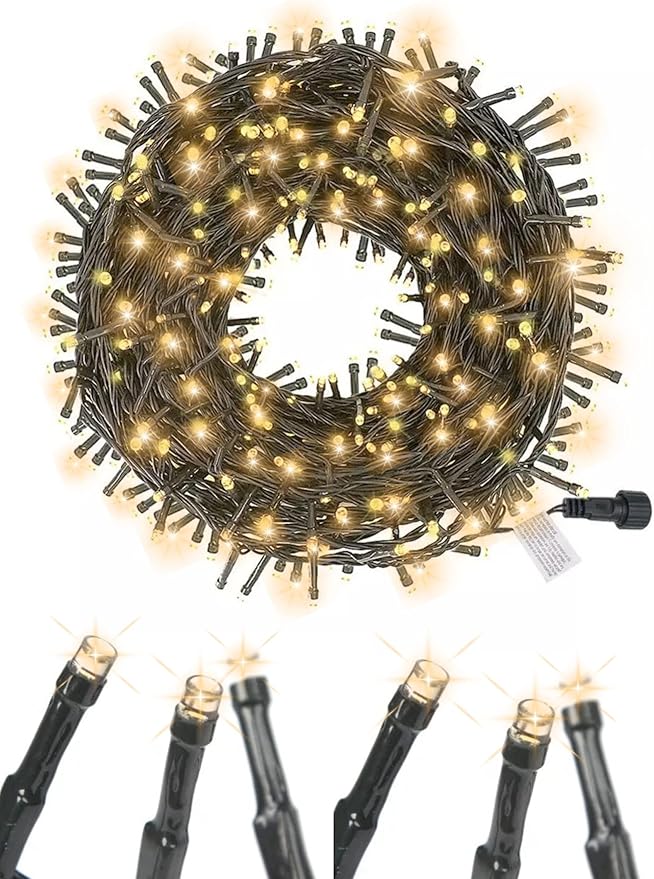 Soft Magic Twinkle Christmas String Lights 100 LED (Warm White) 36 FT, Plug in, Connectable Waterproof Green Wire, Decorations Indoor Outdoor Patio Yard Garden Wedding