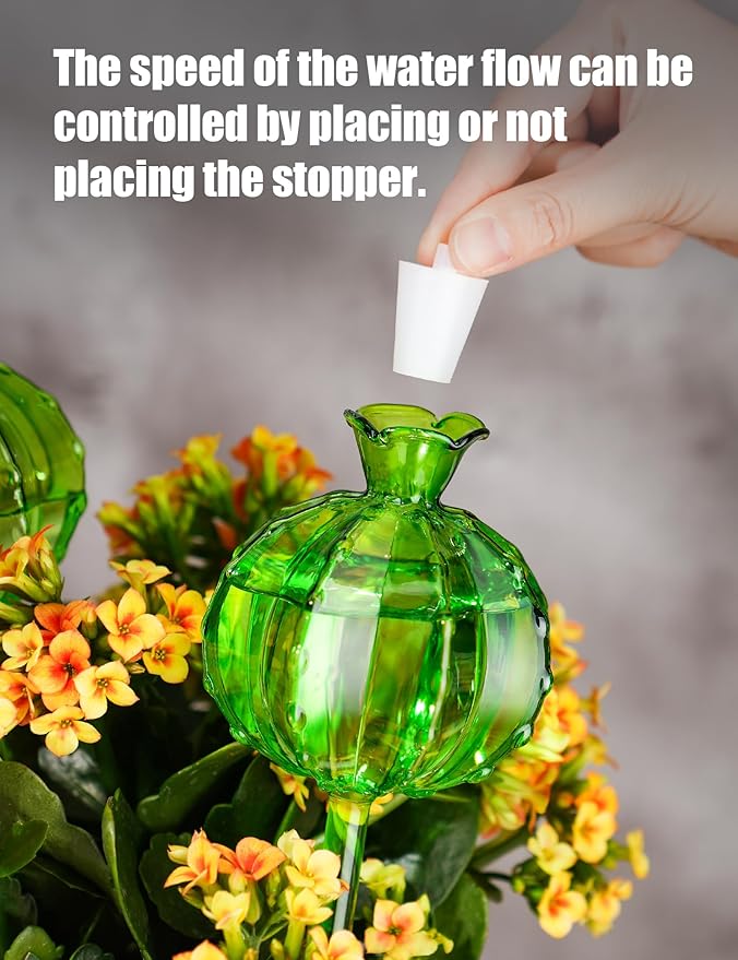 NiHome Cactus-Shaped Glass Plant Self-Watering Globes 6-Pack, Glass Waterer Stakes for Potted Plants, Automatic Mini Irrigation System, Adorable Gardening Tool (Green, 3 Large + 3 Medium)