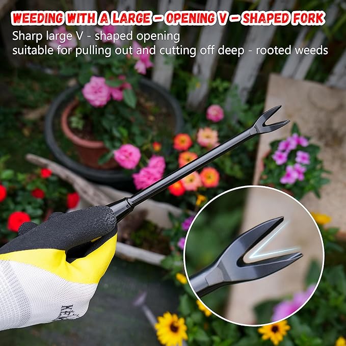 Weed Puller Tool, Heavy - Duty Stainless - Steel Garden Weed Buster. Manually Remove Deep - Rooted Weeds Precisely, Stress - Relieving and Crop - Friendly