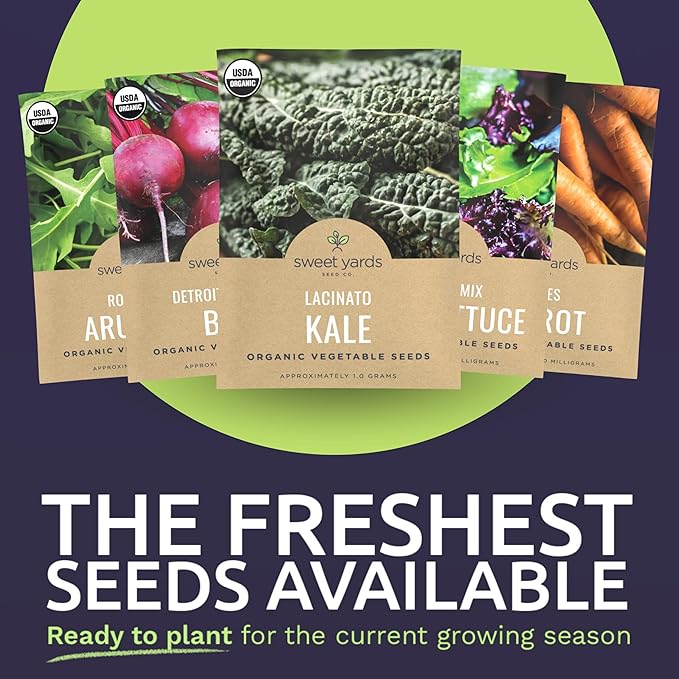 Organic Cool Weather Spring & Fall Seeds Variety Pack - 13 Individual Packs - 2025 Season - Carrots, Beets, Spinach, Broccoli and More! for Indoor & Outdoor Planting (Non-GMO, Certified Organic)
