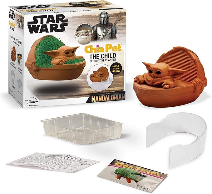 Amazon Exclusive Star Wars The Child Chia Pet Floating Edition with Stand, “aka Baby Yoda” with Seed Packet, Decorative Pottery Planter, Easy to Do and Fun to Grow