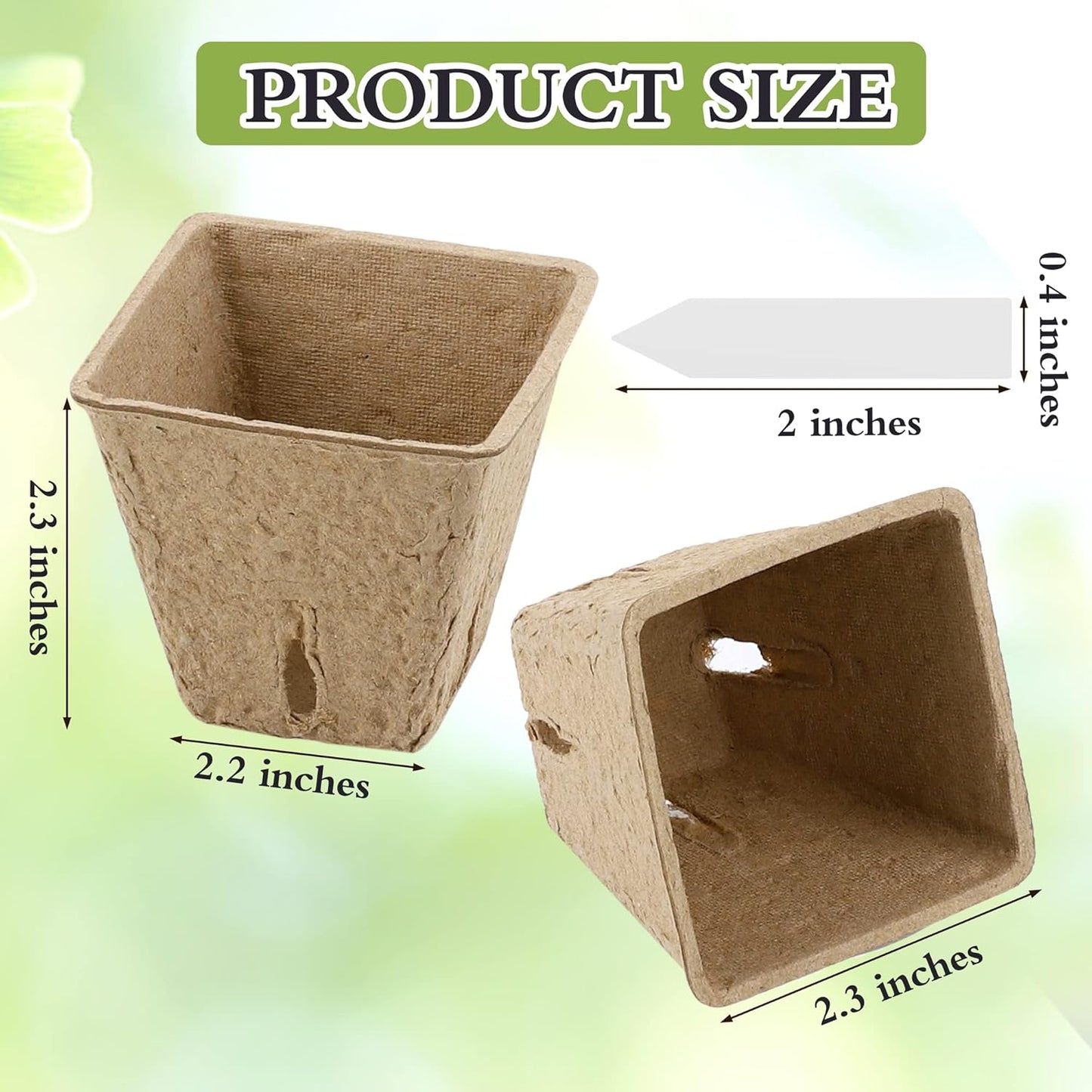 180 Pieces Peat Pots Plant Starters 2.3 Inch Square Peat Pots for Herb Seedlings Garden Germination Nursery Pots Organic Germination Plant Starter with Plant Markers Labels for Plants Supplies