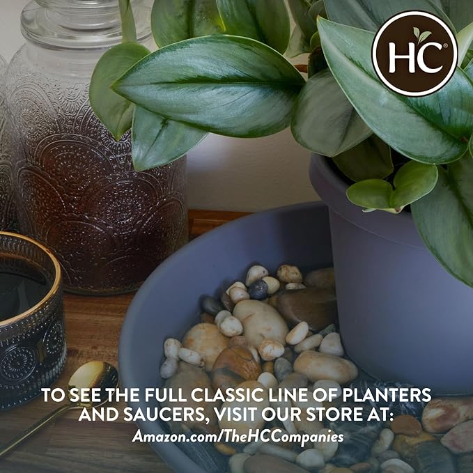 The HC Companies 24 inch Round Classic Planter - Large Plastic Plant Pot for Indoor Outdoor Plants Flowers Herbs, Clay Color (2 Pack)