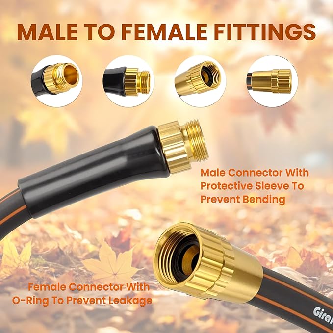 Giraffe Tools Garden Leader Hose 5/8 inch x 2.5ft, Short Water Hose Heavy Duty, Flexible, Lightweight Hybrid Hose with Bend Protection, Male to Female Fittings