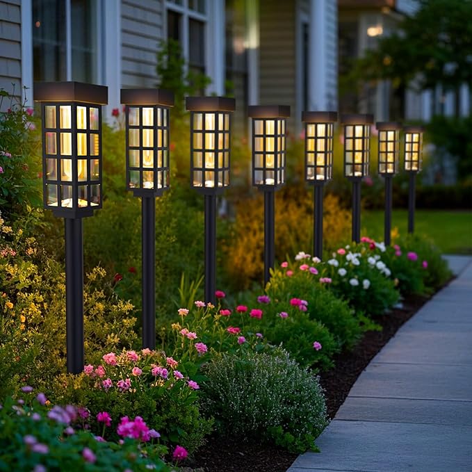 PASAMIC Solar Pathway Lights Outdoor8 Pack Solar Pathway Lights, LED Solar Lights Outdoor, IP65 Waterproof Outdoor Solar, Landscape Lighting for Patio Driveway Decor, Transparent