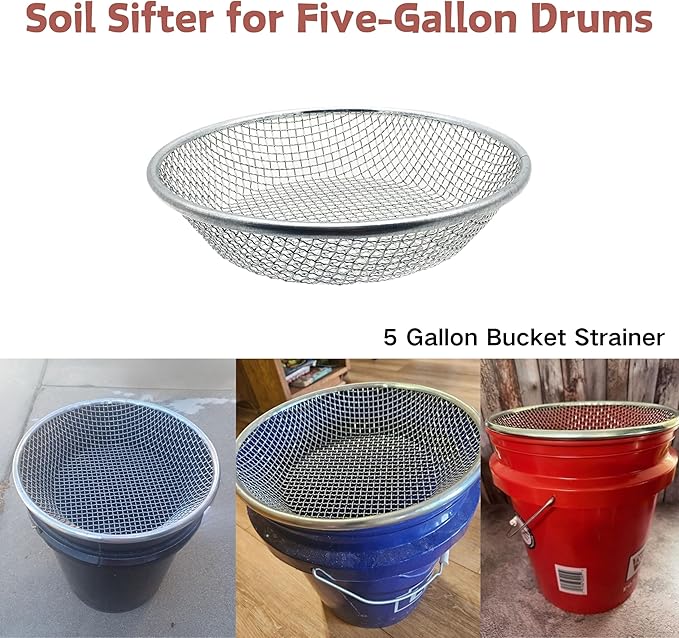 Soil Sifter for Gardening, Rock Sifter for 5gallon Bucket, Dirt Sifter Compost Sifter, Sifter for Gravel Sawdust Vermicompost