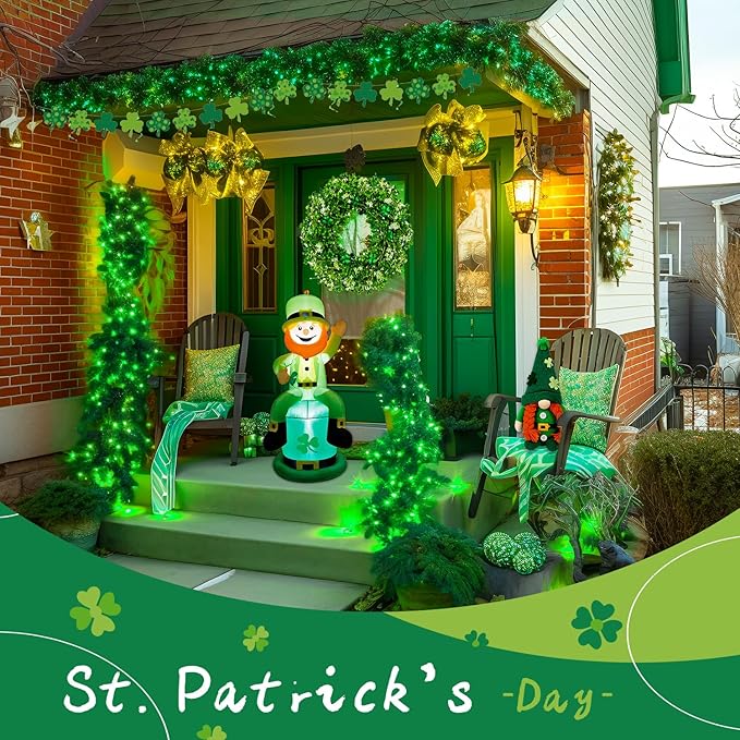 JMEXSUSS 250 LED Green String Lights - 91.5ft St Patricks Day Lights Outdoor Waterproof, 8 Lighting Modes, Connectable Christmas Tree Light for Yard Patio Party Halloween Christmas Decorations