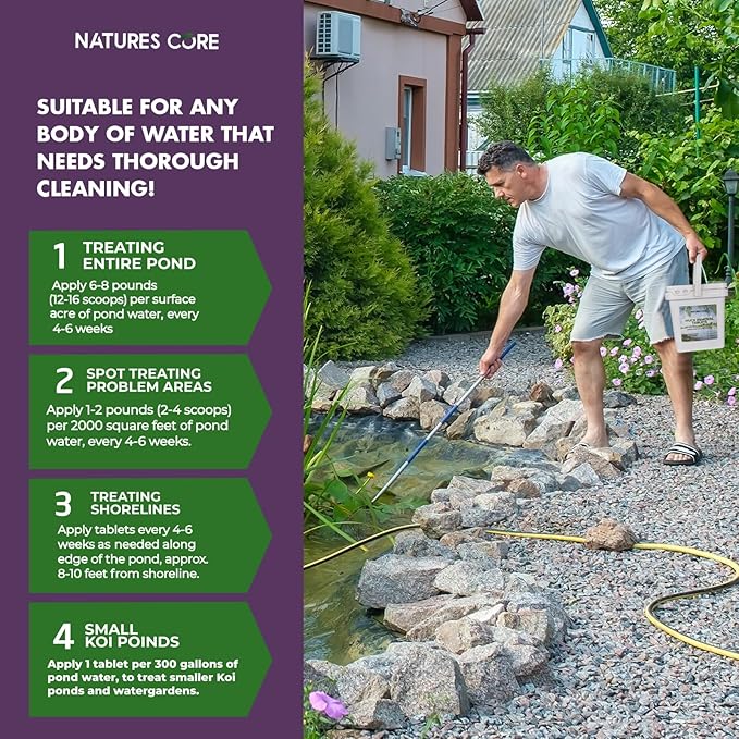 Nature's Core Muck Removal Tablets Natural Pond Sludge Remover, Cleans & Clears Away Muck & Sludge, Safe for The Environment, Treats 1,500 Sq Ft, 3 Month Supply, 16 Scoops, 8 lb