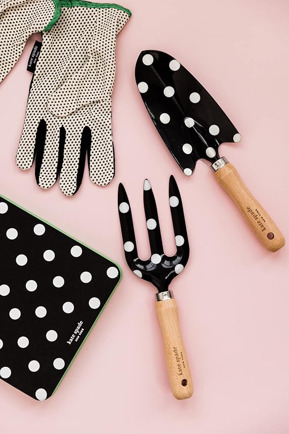 Kate Spade New York 2 Piece Gardening Hand Tools, Cute Garden Tool Set Includes Hand Rake and Trowel, Picture Dot
