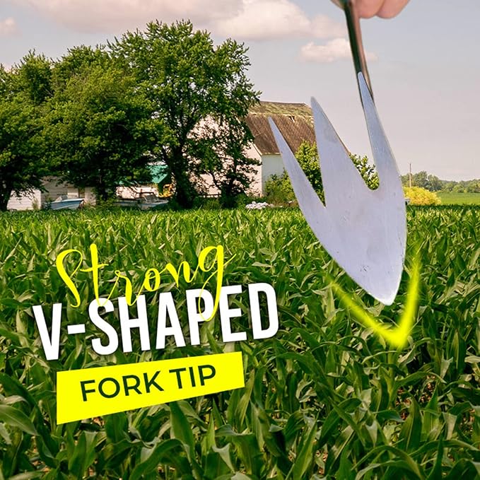 Stainless Steel Multifunctional Weeder, Weeder Puller Stand Up, Hand Weeder Tool for Gardening with Handle, V-Shaped Light Duty Hand Weeder for Garden Yard Farm Weed Removal (Wood)