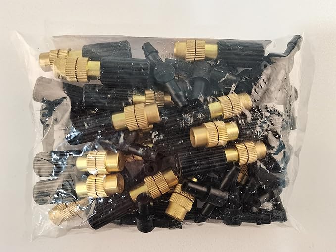 Kalolary Irrigation Nozzle Adjustable Copper Atomizing Nozzle Connect 4/7 Hose Tube Micro Nozzle Drip Irrigation Sprayer Garden Cooling Irrigation Equipment with 3-Way Drip Irrigation Connector