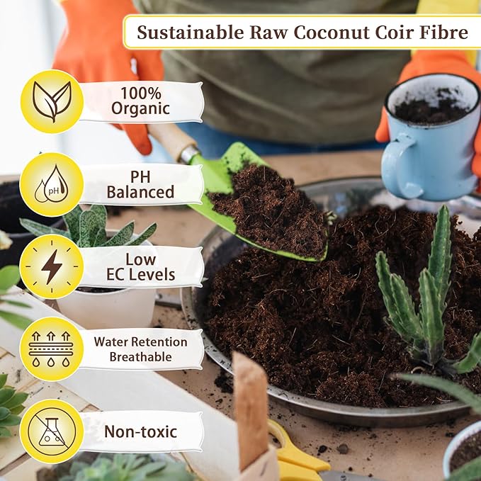 Organic Coco Coir 4.8 Lbs/2.2 KG(4 Pcs) - Compressed Coco Coir Bricks with Low EC & pH Balance - Organic Coco Coir for Plants, Herbs, & Gardening - Premium Coco Coir Potting Soil Substrate