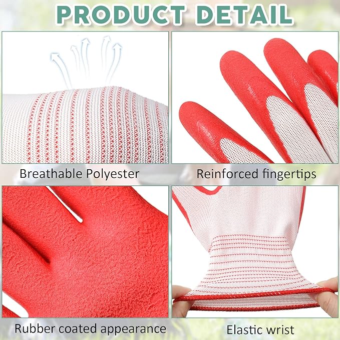 20 Pairs Garden Gloves for Women Ladies' Gardening Gloves Bulk Breathable Rubber Coated Protective Work Tools Universal One Size