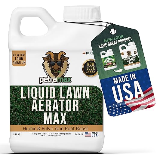 PetraMax Liquid Aeration for Lawn with Humic & Fulvic Acid Biostimulants, Liquid Aerator, Liquid Aerator, Soft Soil Liquid Aerator, Lawn Aeration, Soil Loosener, Soil Aerator, 10,000 sq ft (8 Oz)