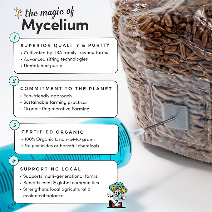Mycelium Gourmet Mushroom All-in-One Bag - Premium Organic 10 LB Blend of Alder & Soy Hull Substrate with Sterilized Millet Grain - Perfect for Wood-Loving Mushrooms - Home Growing Made Easy