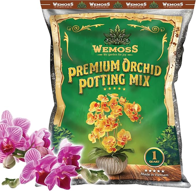 Orchid Potting Mix for Repotting - Pine Bark Mulch, Perlite Stone & Coco Fiber Natural Ingredients - Orchid Bark Potting Mix, Orchid Repotting Kit Drainage Indoor Potting Medium 2QT (1 Quart)