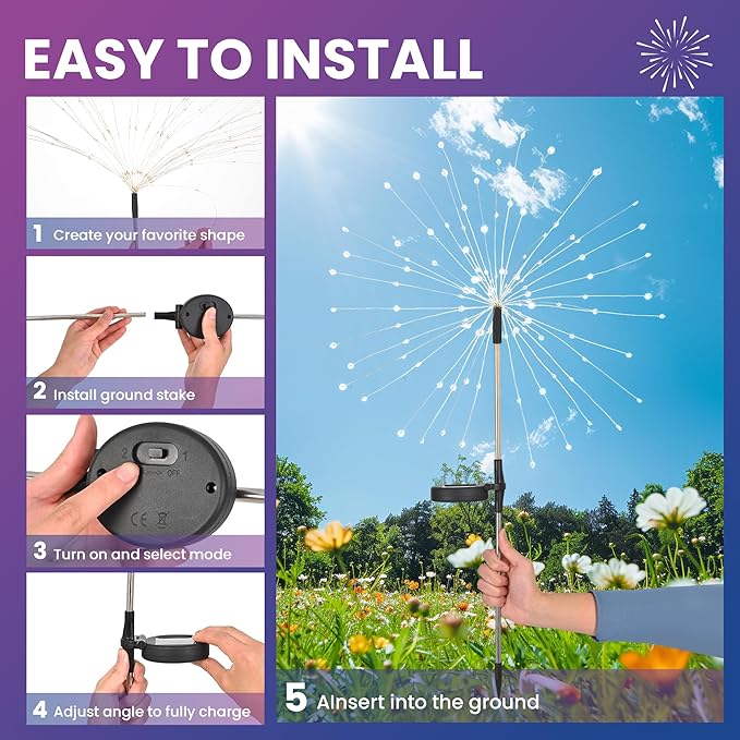 Garden Decor Solar Lights Outdoor,2Pack 120LED Waterproof Colorful Solar Garden Lights Your Outdoor Decoration,Yard, Patio, Porch,Flower Pot,Pathway,Christmas