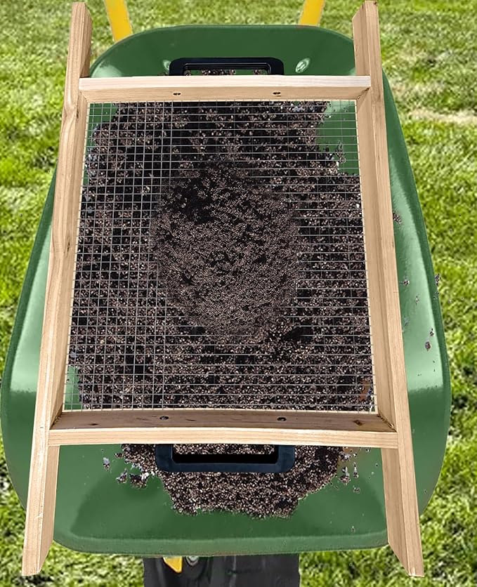 Large Soil Sifter, Dirt Sifter for Gardening, for Use in a Wheelbarrow, Compost Sifter, Garden Sieve for sifting Little Rocks/Top Soil/Peat Moss/Worm/Leaves/Loam Soil/Sand/Gravel (Mesh Screen 1/2")