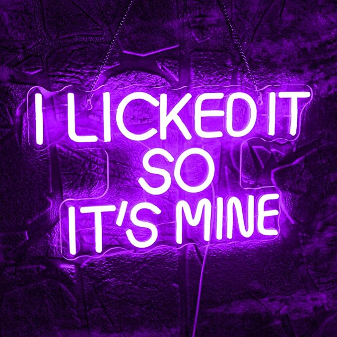 WLHOPE I Licked It So It's Mine Neon Sign Purple LED Neon Signs for Wall Decor, USB Connectivity Sexy Licked Neon Light for Bedroom Home Bar Club Hotel Party,Ice Cream Shop Dessert Store Neon Decor