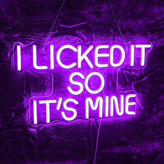 WLHOPE I Licked It So It's Mine Neon Sign Purple LED Neon Signs for Wall Decor, USB Connectivity Sexy Licked Neon Light for Bedroom Home Bar Club Hotel Party,Ice Cream Shop Dessert Store Neon Decor