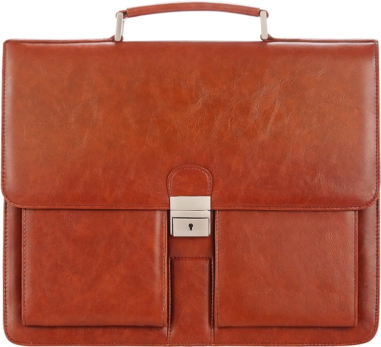 Jack&Chris Mens New PU Leather Attache Briefcase Traditional Messenger Lawyer Bag, MBYX015