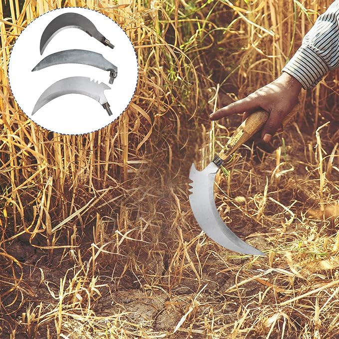 DOITOOL Gardening Sickle 6pcs Carbon Harvest Weeder Weeders Handle Heads Sickles Hand Replacement Steel Tools Chopping Fishing Parts Manual Gardening Without Accessories Weeding Supplies