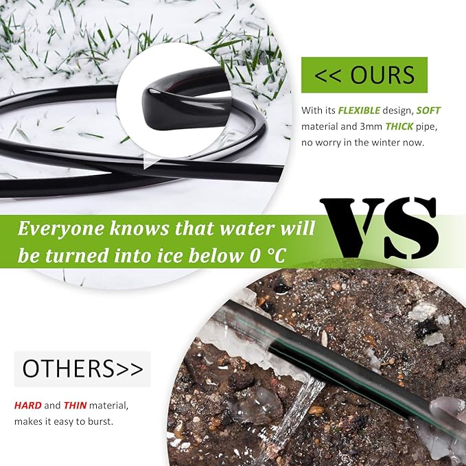 MIXC 1/4 inch Blank Distribution Tubing Drip Irrigation Hose, 50ft Roll