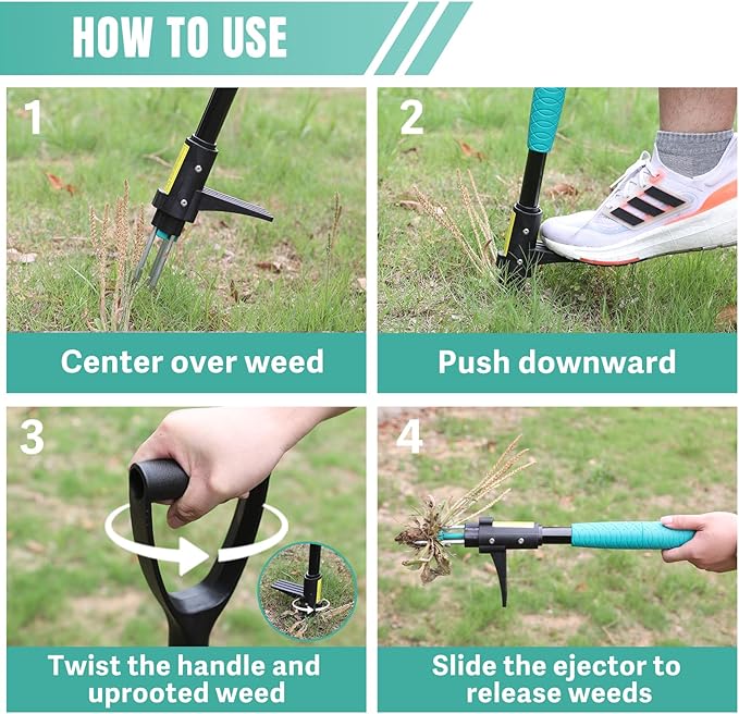 Breeze Touch 39" Weed Pulling Tool, 3-Claw Detachable Weed Puller Tool with Long Handle, Heavy Duty Stand Up Weeder Weeding Tool for Lawn, Yard, Garden, Crabgrass, Dandelion Picker, Weed Remover
