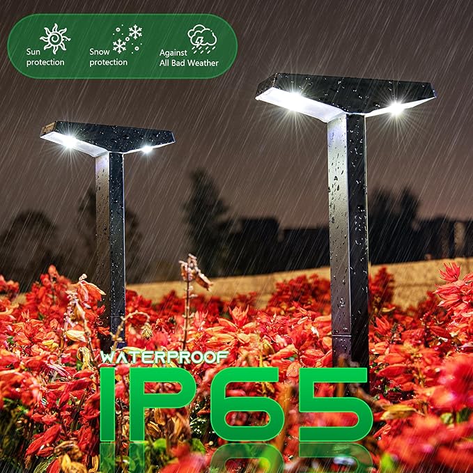 JSOT Bright Solar Pathway Lights for Outside, 10 Pack Solar Landscape Lighting for Outdoor Waterproof, Solar Outdoor Decorations Lamps for Yard, Garden, Patio, Sidewalks, Driveway. (Cool White)