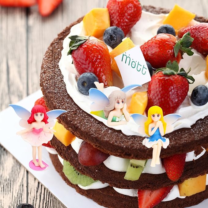 ONEST 4 Pieces Miniature Fairy Garden Accessories Small Fairy Figurines Hand Painted Fairy Figures Girl Fly Wing Figurines for Car Decor Fairy Garden Flower Pot Birthday Cake Topper