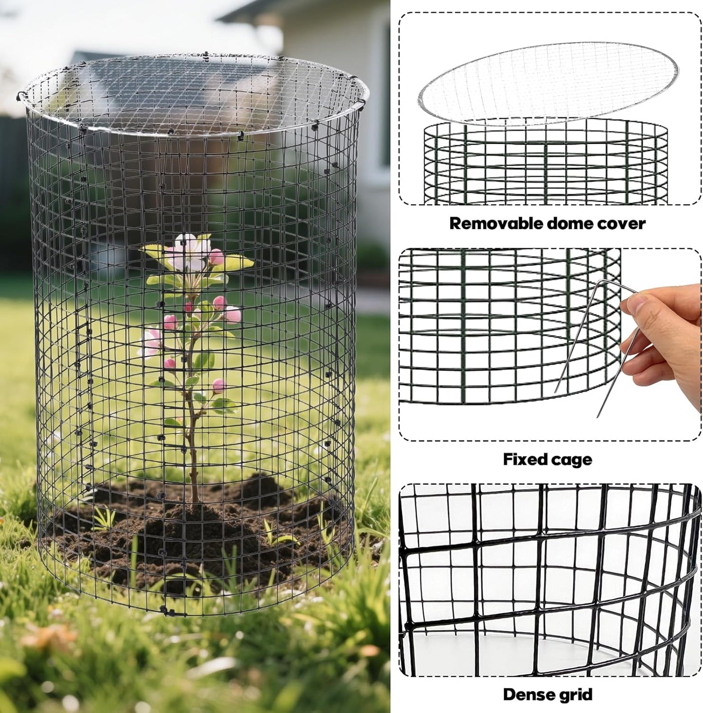 30 Pcs 24'' x 12'' Large Wire Plant Protector from Animals With Metal Cover, 10 Pack Metal Plant Cage Chicken Wire Cloche with 10Pcs Metal Covers to Keep Animals Out, Garden Protection Bunny Barricade