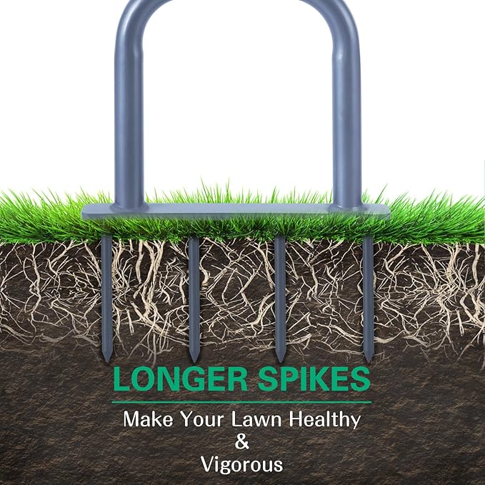 Lawn Aerator, Grass Aerator for Lawn, Manual Core Aerator Hand Tool, with 4 Hollow Slots for Lawns Garden & Compacted Soils，Heavy Duty Plug Core Aerator Lawn Tool （Black）