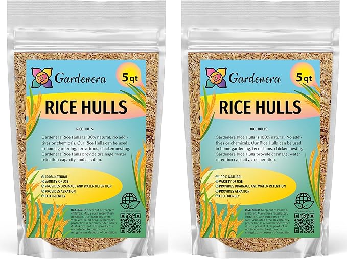 Sustainable Mulching with Gardenera Rice Hulls - Maintain Soil Temperature, Suppress Weeds, and Conserve Water - 10 QUARTS