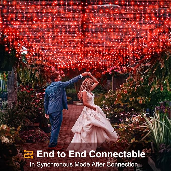 66ft Icicle Lights for Outside, Red Christmas Lights Outdoor Waterproof for House, 640 LED Twinkle Tree Lights with 120 Drops Clear Wire Short Curtain Lights for Room Home Wall Indoor Decorations