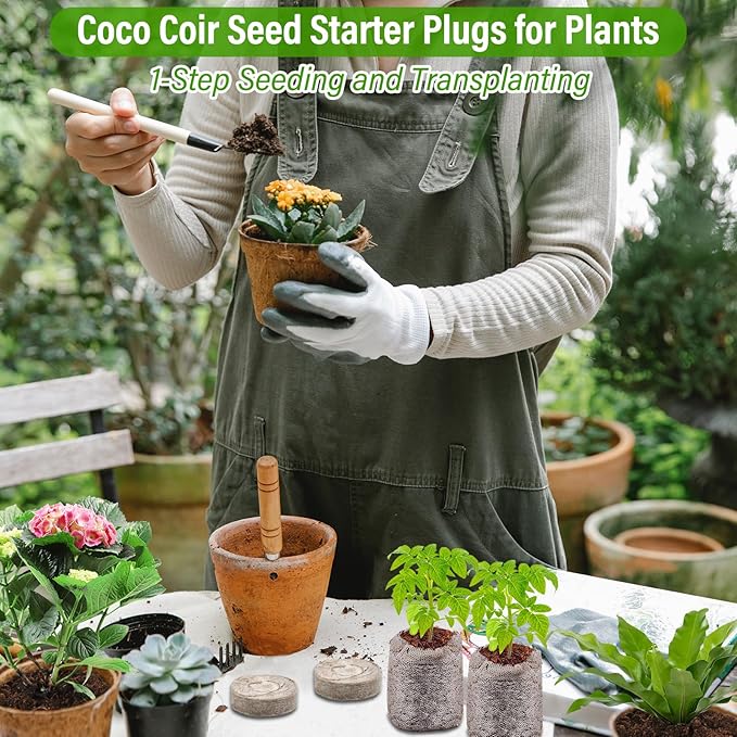 Legigo 100 PCS Coco Coir Pellets Seed Starter, 35mm Coconut Coir Seed Starter Pods for Seedlings, Compressed Seed Plant Starter Soil Pods Plugs for Starting Seed Planting Herbs Flowers Vegetables