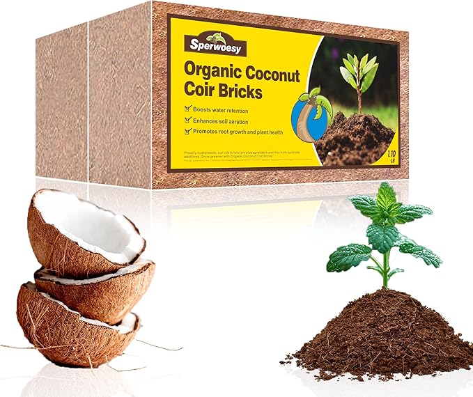 Organic Coco Coir 2.4 Lbs/1 KG(2 Pcs) - Compressed Coco Coir Bricks with Low EC & pH Balance - Organic Coco Coir for Plants, Herbs, & Gardening - Premium Coco Coir Potting Soil Substrate