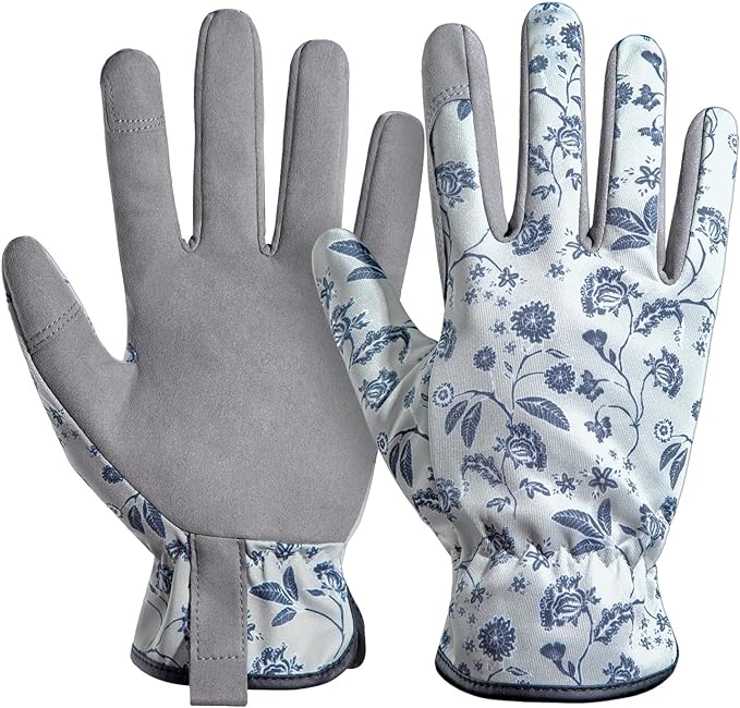 KAYGO Gardening Gloves for Women KG128SS, with Synthetic Leather Suede for Gardening and Yard Work,Water Repellent (Medium)
