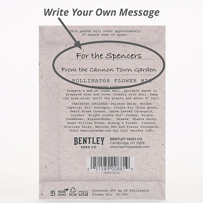 Bentley Seed Co. | Bee Kind Pollinator Flowers | Beautiful Bee Art Kraft Look Seed Packets | Environmental Favors Cards for Guests | Wildflower Mix Seed Packets | Eco-Friendly Hand Out Gift | 25 Pack