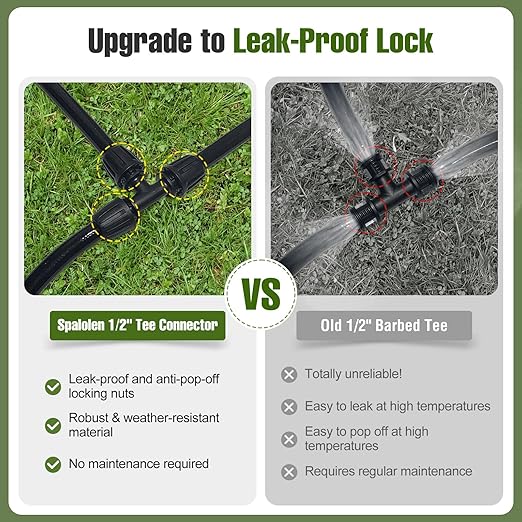 10 Pack 1/2 Inch Drip Irrigation Fittings Tee Connectors for 1/2 Inch Drip Irrigation Tubing (1/2" ID x 0.60"-0.65" OD), Anti-Leak 1/2" Drip Line Barbed Connectors for Most 1/2" Tubing