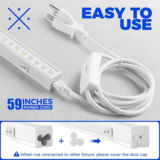 Barrina T5 Pro LED Grow Lights for Indoor Plants Full Spectrum, 2FT 10W Plant Lights for Indoor Growing with Reflector Cup, Grow Light Lamp with Individual Switch, Yellow, 1 Pack