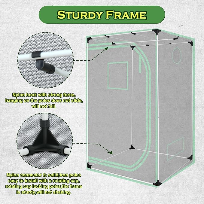 3x3 Grow Tent, 36"x36"x72" Growing Tent with Observation Window and Floor Tray for Hydroponics Indoor Plant Growing 3x3 Grow Room