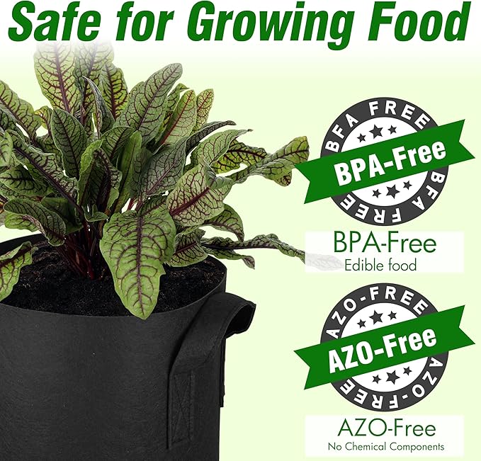 PHYEX 12-Pack 5 Gallon Grow Bags, Thickened 300G Nonwoven Fabric Pots with Reinforced Handles, Planting Bags for Healthy Root Growth, Vegetables, and Flowers, Come with 12 Pcs Plant Labels