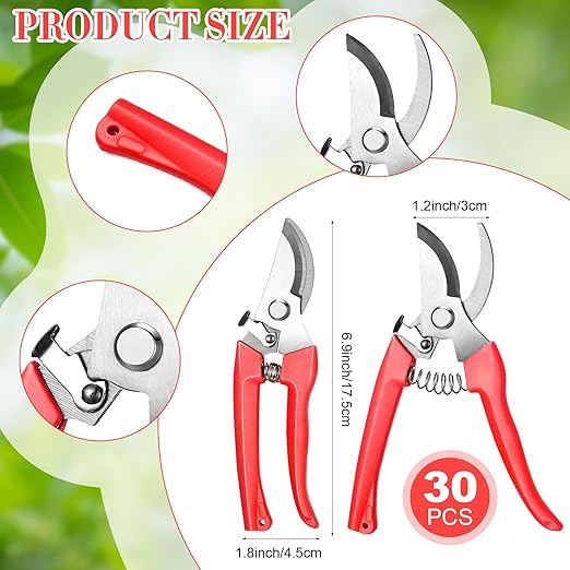 Chumia 30 Garden Flower Shears Pruning Scissors Heavy Duty Plant Scissors Trimming Garden Clippers Hand Tree Pruner for Yard Gardening Plants Hedge Flower Tree Cutting Secateurs (Orange)