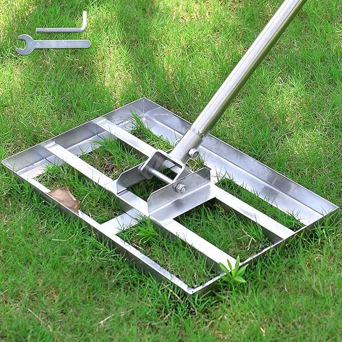 Scalebeard Lawn Leveling Rake-6 FT Level Lawn Tool/Soil Lawn Rake Stainless Steel Leveling Rake Landscape Rake with Handle for Garden Backyard Golf/Lawn（6FT,17 X10In）