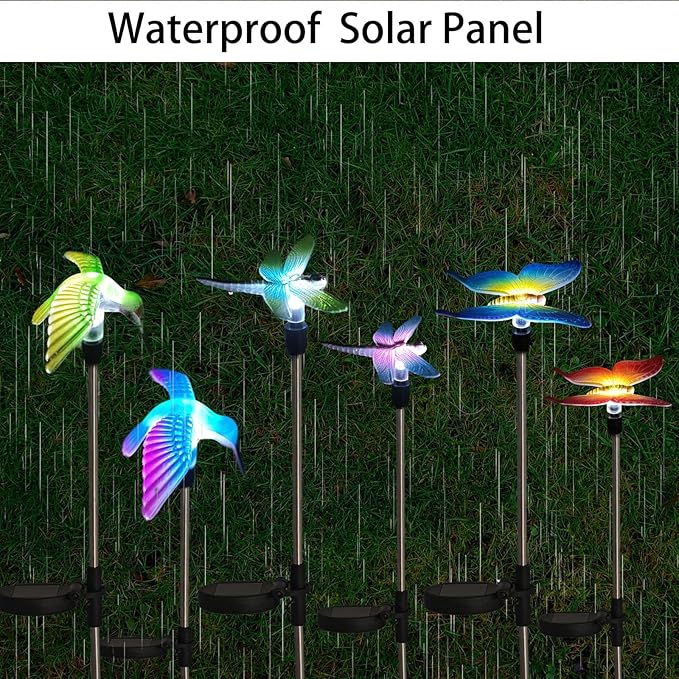 Solar Outdoor Lights with Hummingbird Butterfly Insect Garden Gifts Decor,Solar Garden Stakes Lights for Pathway, Lawn, Patio, Driveway