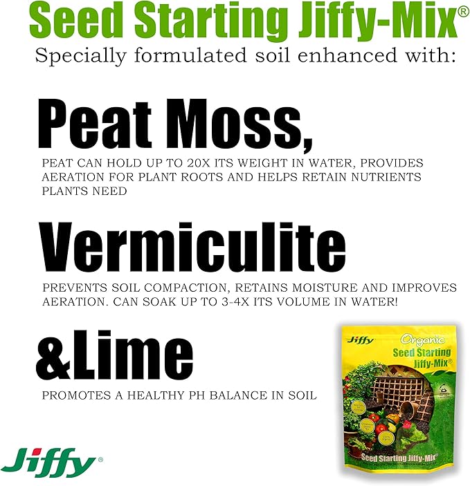 Jiffy Natural & Organic Seed Starting Soil Mix, 10 QT (2 Bags (20 QT)