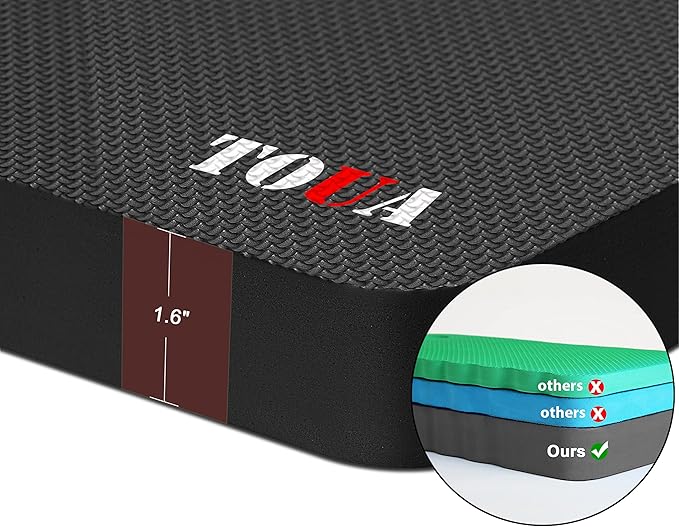 TOUA Kneeling Pad Thick Extra Large High Density Foam Kneeler Pad Mat for Gardening Yoga Exercise Bath (Black 2 Pack)