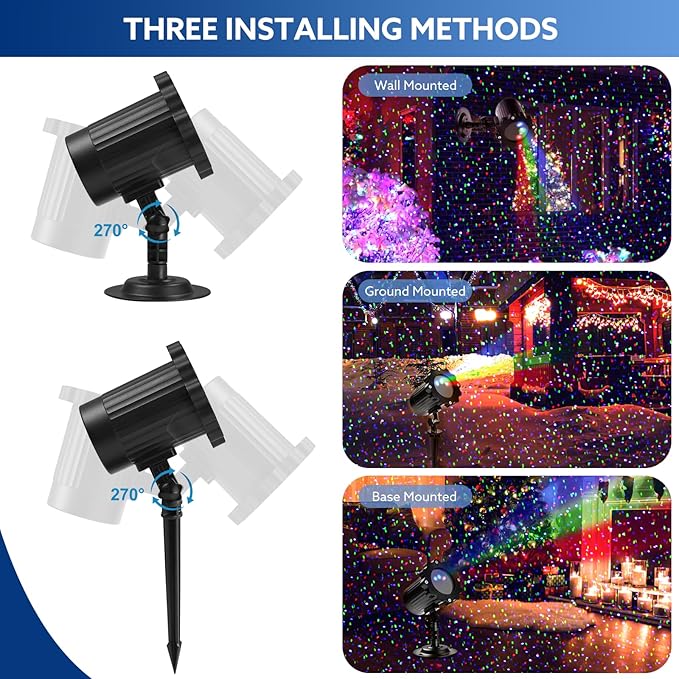 Firefly Laser Light Projector, Outdoor Garden Lights with Red, Green, and Blue Stars, Waterproof Landscape Decoration for Holidays, Parties, Weddings, Christmas, Patio, and Yard, Includes RF Control